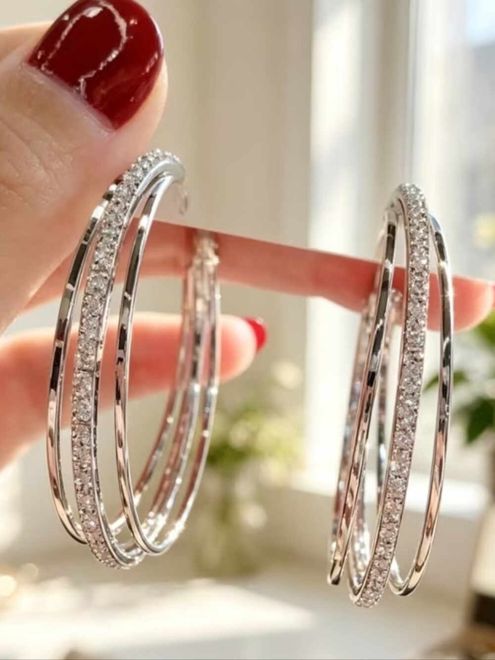 Sterling Silver Geometrical Hoops 925. NWT